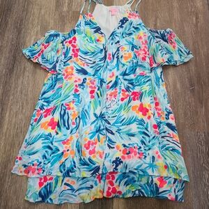Lilly Pulitzer Bellamie cold shoulder dress in the "Tippy Top" print Size XXS